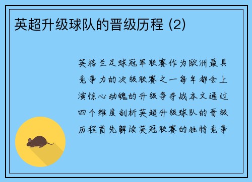 英超升级球队的晋级历程 (2)