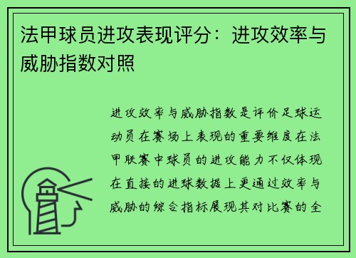法甲球员进攻表现评分：进攻效率与威胁指数对照